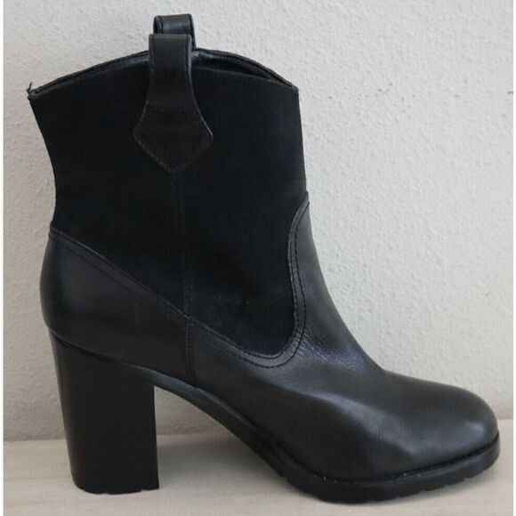 Lauren Ralph Lauren Women's Sz 8.5B Black Devyn Leather/Suede Western Boots - Picture 7 of 8